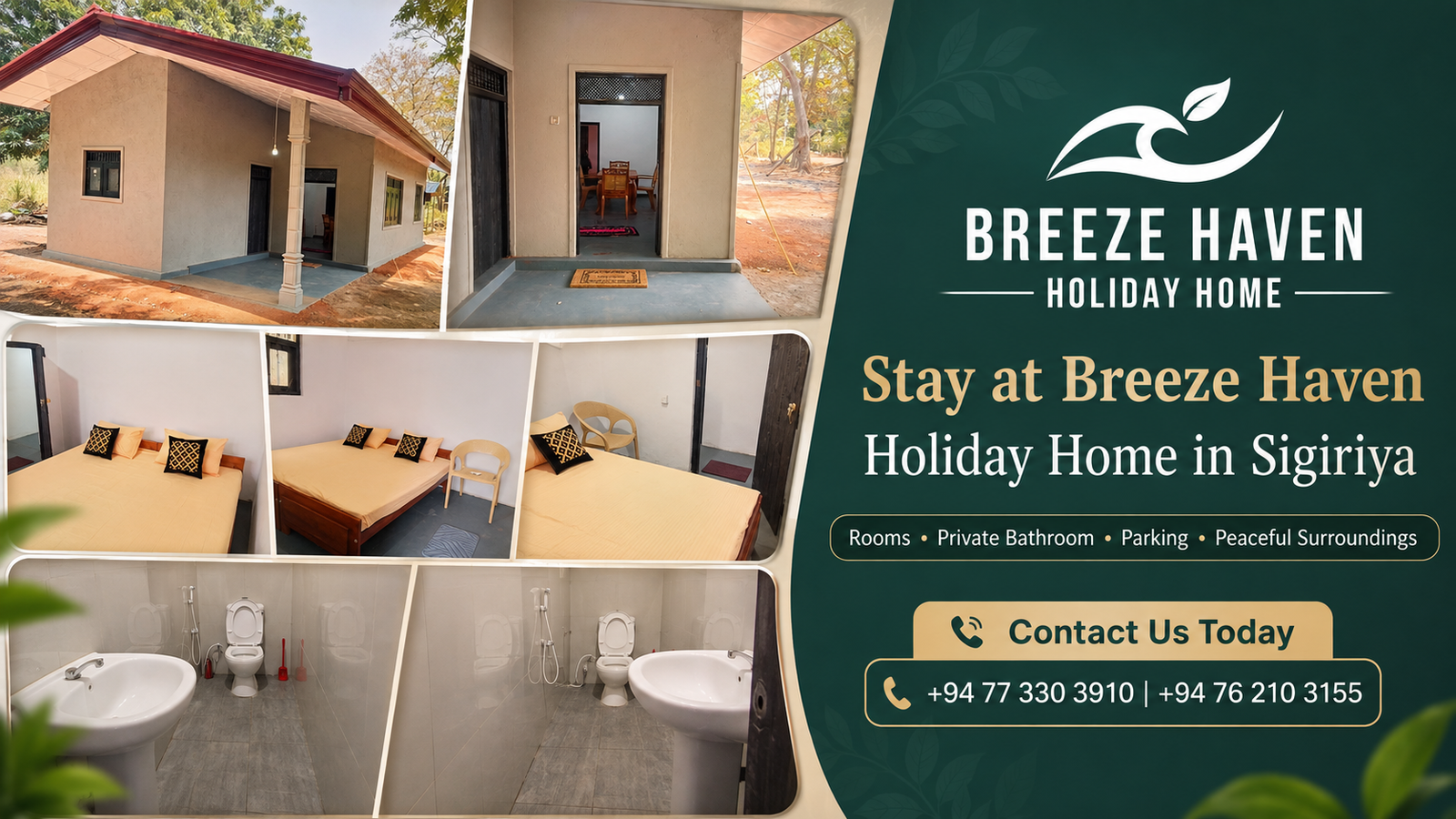 Safe on-site parking area and holiday home frontage